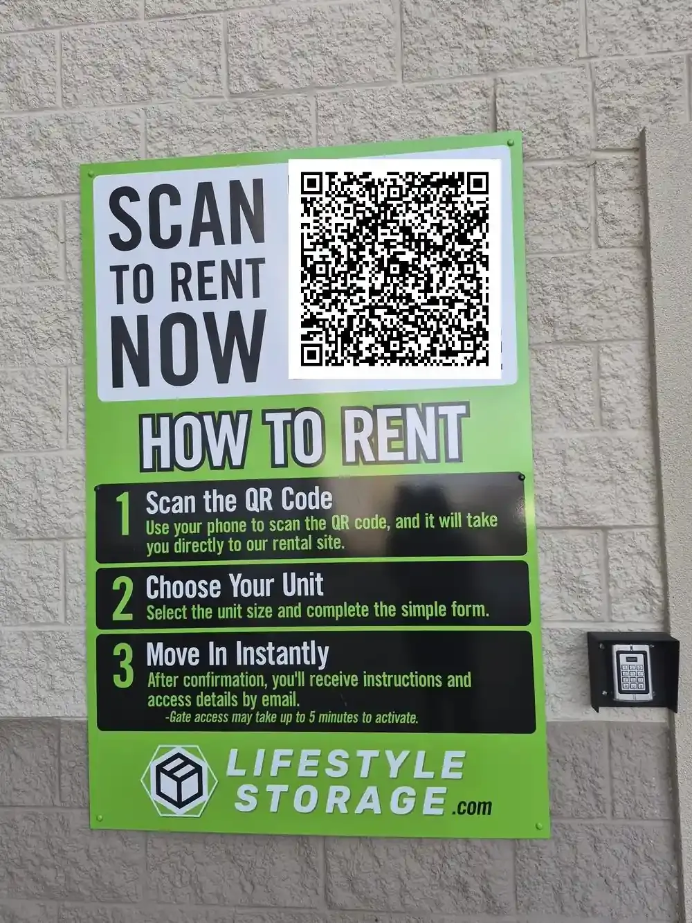 Poster indicating ways to rent